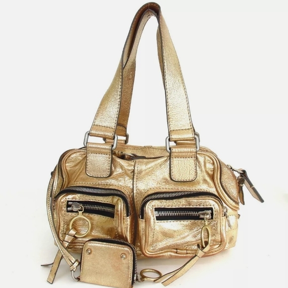 AUTHENTIC GOLD CHLOE BETTY SHOULDER BAG LEATHER - Picture 1 of 12